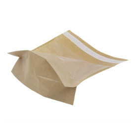 Bolsas con Base y Ventana Autocierre Kraft 14x16 cm (100 Uds)