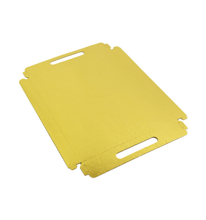 Bandeja Cartón Rectangular Oro Asas 22x28cm (100 Uds) Bandeja Cartón Rectangular Oro Asas 22x28cm (100 Uds)