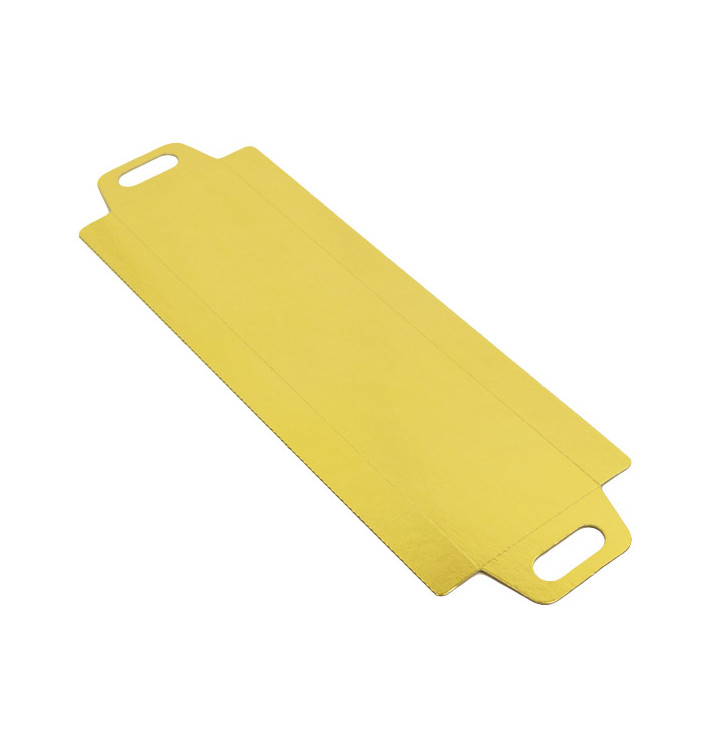 Bandeja Cartón Rectangular Oro Asas 32x7,5 cm (100 Uds)