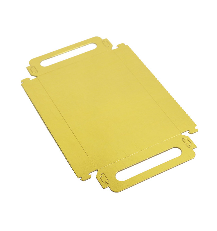 Bandeja Cartón Rectangular Oro Asas 12x19cm (100 Uds) Bandeja Cartón Rectangular Oro Asas 12x19cm (100 Uds)