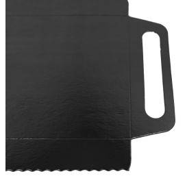 Bandeja Cartón Rectangular Negra Asas 30x12 cm (100 Uds)