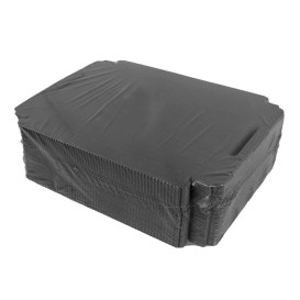 Bandeja Cartón Rectangular Negra Asas 22x28 cm (100 Uds)
