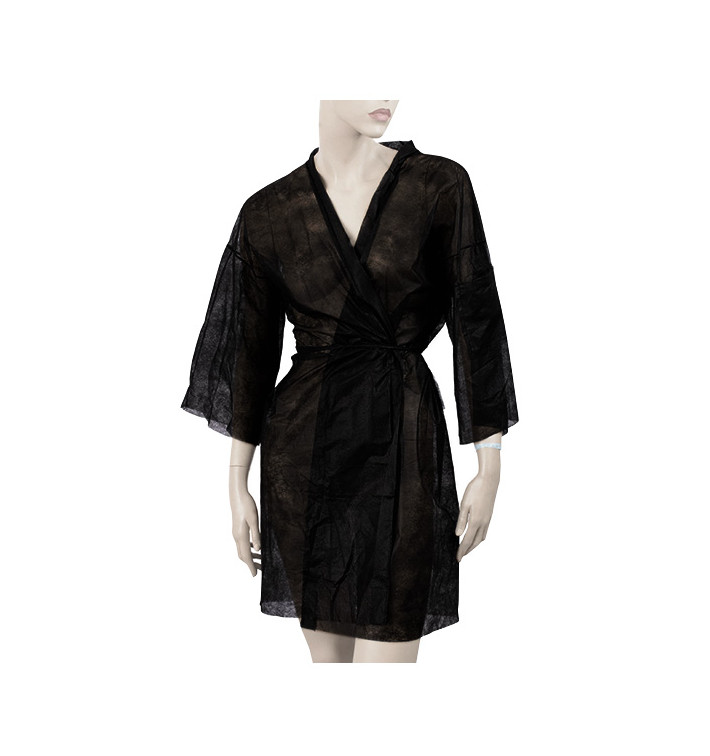 Bata Kimono en TST PP Con Cintas y Bolsillo Negro XL (1 Uds) Bata Kimono en TST PP Con Cintas y Bolsillo Negro XL (1 Uds)