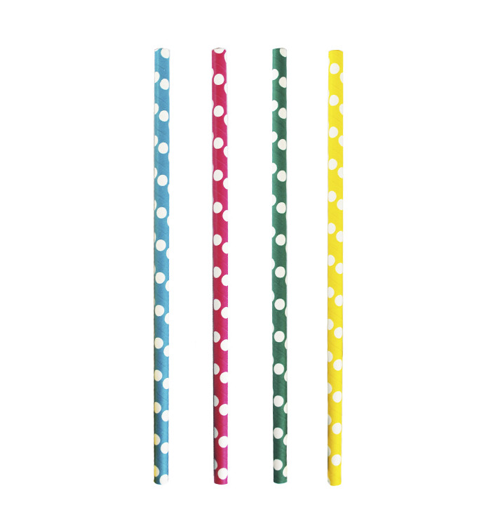 Pajita Recta Papel Surtido Granizado Ø8mm 24cm (100 Uds) Pajita Recta Papel Surtido Granizado Ø8mm 24cm (100 Uds)