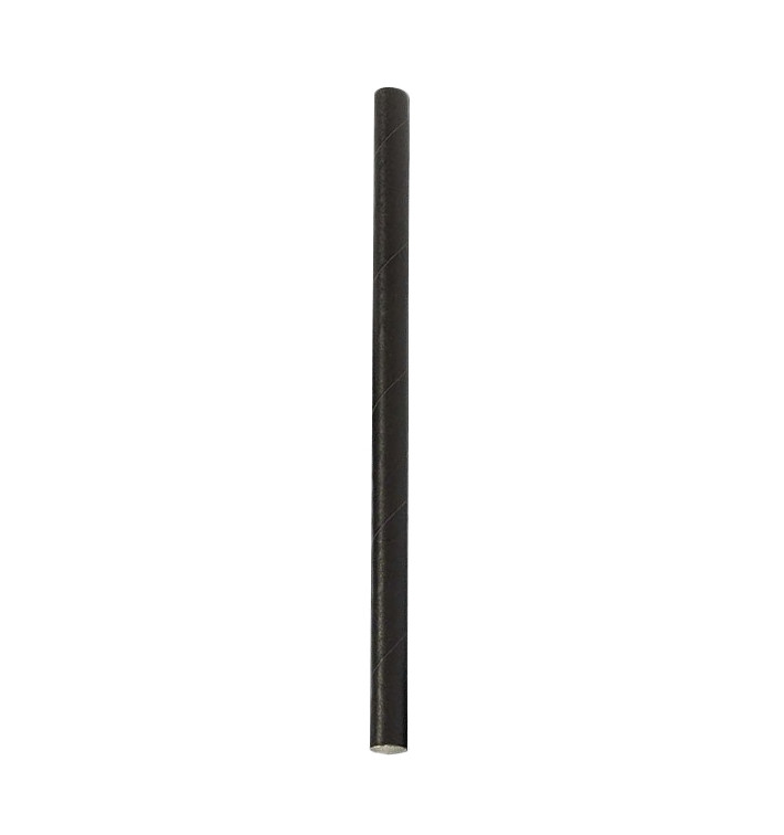 Pajita Recta de Papel Negra Ø8mm 14cm (100 Uds) Pajita Recta de Papel Negra Ø8mm 14cm (100 Uds)