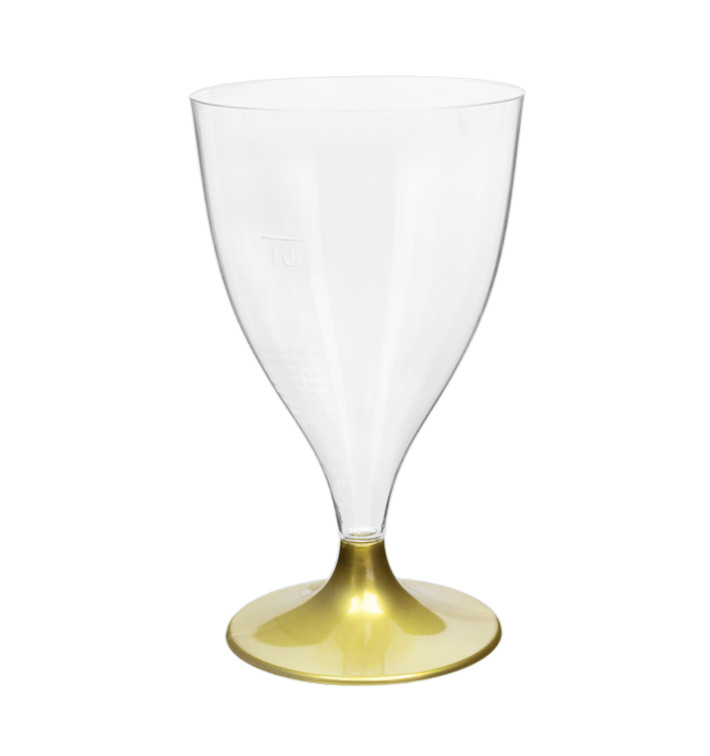 Copa Plástico Vino Pie Oro 200ml 2P (20 Uds) Copa Plástico Vino Pie Oro 200ml 2P (20 Uds)