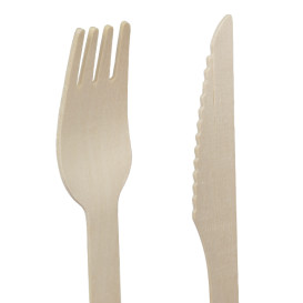 Set Cubiertos Madera Tenedor, Cuchillo y Cuchara (50 Uds)