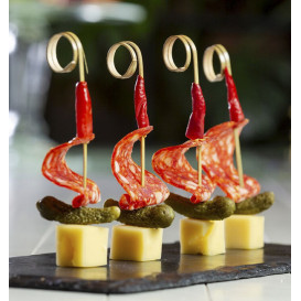 Pincho de Bambú con Asa Rizada 9cm (100 Uds)