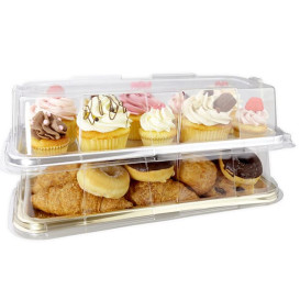 Bandeja Plastico Catering Rectang. Plata 35X16 cm (5 Uds)