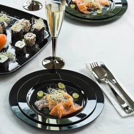 Plato Plastico Extra Rigido Negro 23cm (20 Uds)