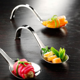 Cuchara Degustacion Asa Curva Plata 13 cm (20 Uds)