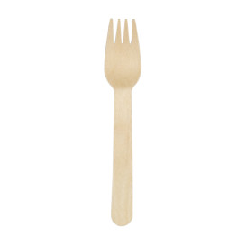Tenedor de Madera Desechable Enfundado 16cm (500 Uds)