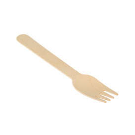 Tenedor de Madera Desechable Enfundado 16cm (500 Uds)