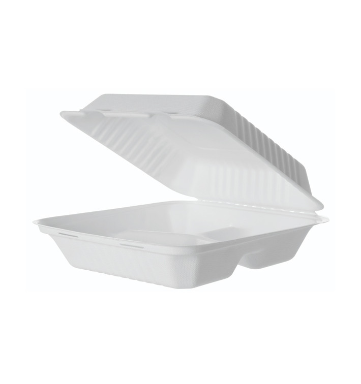 Envase Bisagra Caña de Azúcar + PLA 3C 23x23x7,5cm (50 Uds) Envase Bisagra Caña de Azúcar + PLA 3C 23x23x7,5cm (50 Uds)