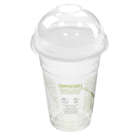 Tapa Compostable PLA plana con Agujero para Vasos Ø10,2cm (100 Uds)