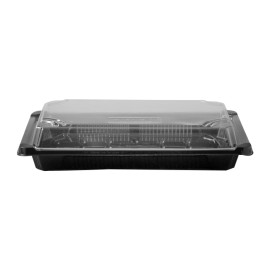 Envase con Tapa Sushi PLA Negro 15,0x23,0 cm (600 Uds)