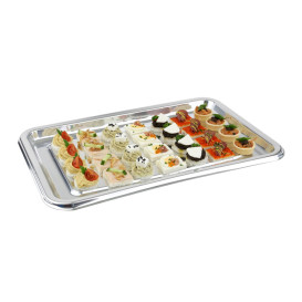 Bandeja Reutilizable rPET Rectangular Plata 46x30cm (5 Uds)