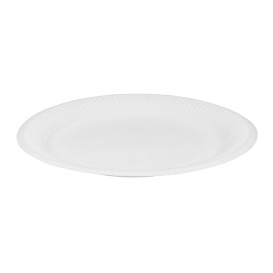 Plato de Cartón Redondo “Radial” Blanco Ø23cm 200gr/m² (50 Uds)