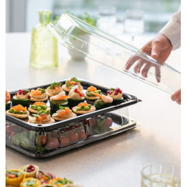 Bandeja Reutilizable rPET Negra con Tapa  35x24cm (5 Uds)