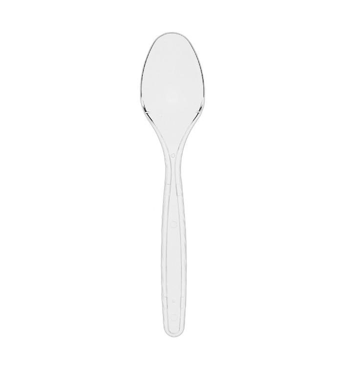 Cuchara de Plástico PS Reutilizable Transparente 18cm (50 Uds) Cuchara de Plástico PS Reutilizable Transparente 18cm (50 Uds)