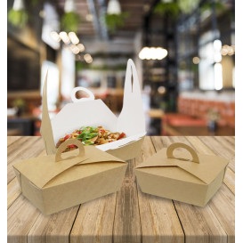 Caja "Doggy Bag" Kraft con Asa 16x9,5x6cm 1000ml (25 Uds)