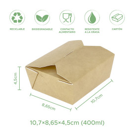Caja Americana Kraft 10,7x8,65x4,5cm 400ml (50 Uds)