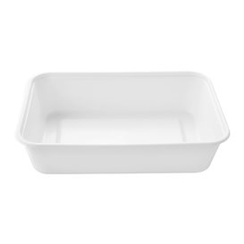 Tarrina Rectangular PP Blanca con Tapa 500ml 17,3x11,9cm (50 Uds)