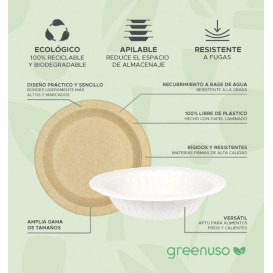 Plato de Cartón Redondo Antigrasa Kraft Ø26cm 245g/m² (50 Uds)