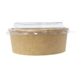 Tarrina de Cartón Kraft-Kraft con Tapa PET 500ml Ø15cm (50 Uds)
