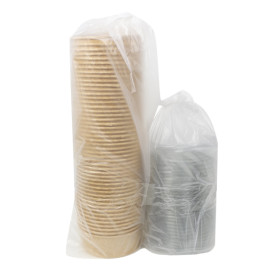 Tarrina de Cartón Kraft-Kraft con Tapa PET 500ml Ø15cm (50 Uds)