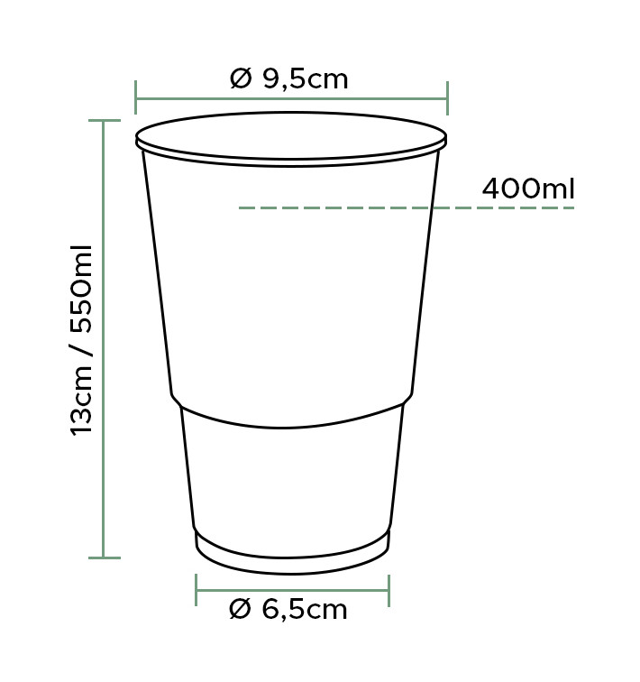 Vaso Compostable PLA Green Spirit Transparente 550ml (25 Uds)