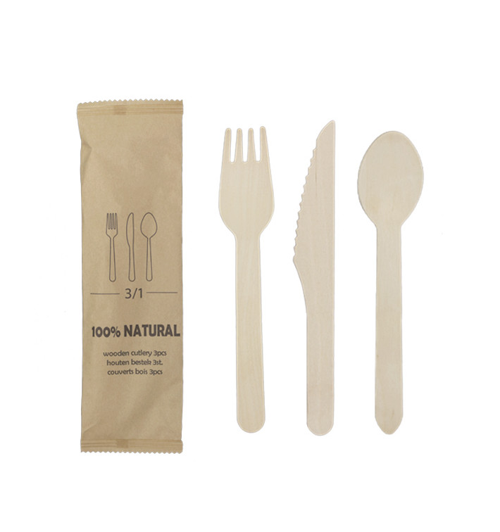 Set Cubiertos Madera Tenedor, Cuchillo y Cuchara (25 Uds) Set Cubiertos Madera Tenedor, Cuchillo y Cuchara (25 Uds)