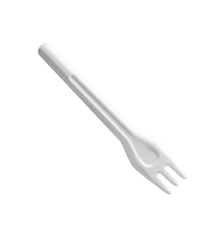 Tenedor de Fibra Moldeada Blanco 16,5cm (50 Uds)