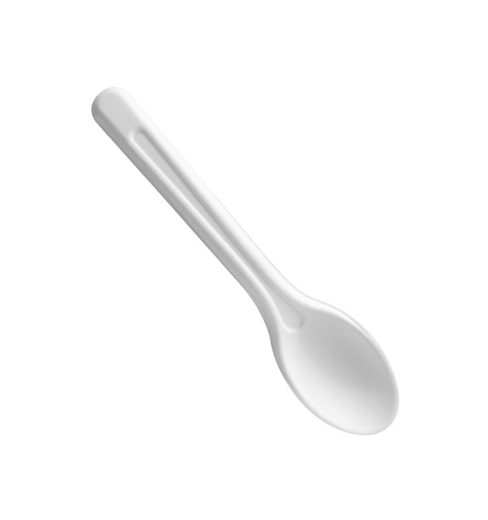Cuchara de Fibra Moldeada Blanca 16cm (1.000 Uds)