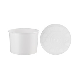 Tarrina de Cartón Blanco con Tapa PP 350ml (50 Uds)