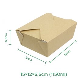Caja Americana Kraft 15x12x6,5cm 1150ml (25 Uds)