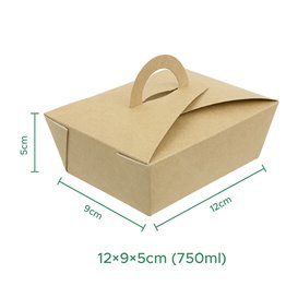Caja "Doggy Bag" Kraft con Asa 12x9x5cm 750ml (25 Uds)