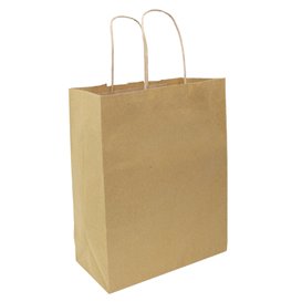 Bolsas de Papel Asa Plana Kraft 80g/m² 22+10x28cm (50 Uds)