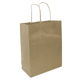 Bolsas de Papel Asa Plana Kraft 80g/m² 22+10x28cm (250 Uds)