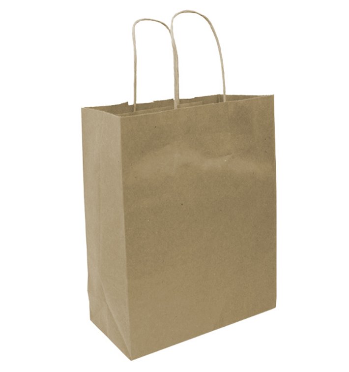 Bolsas de Papel Asa Plana Kraft 80g/m² 22+10x28cm (250 Uds)