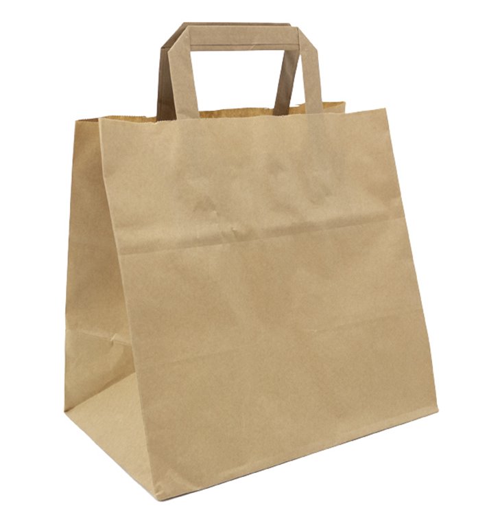 Bolsa Papel Kraft con Asas Planas 70g/m² 25+17x26cm (50 Uds) Bolsa Papel Kraft con Asas Planas 70g/m² 25+17x26cm (50 Uds)
