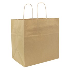 Bolsa Papel Kraft con Asas Planas 70g/m² 25+17x26cm (250 Uds)