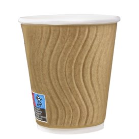 Vaso Cartón Rizado Kraft 9Oz/270ml Ø8,0cm (25 Uds)