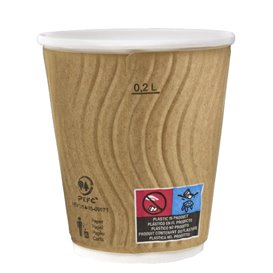 Vaso Cartón Rizado Kraft 9Oz/270ml Ø8,0cm (25 Uds)