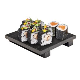 Bandeja de Bambú Negro para Sushi 15x15x2,5cm (1 Ud)