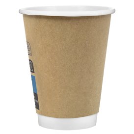 Vaso Cartón 12Oz/360ml Doble Pared Liso Kraft Ø9cm (500 Uds)