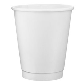 Vaso de Cartón 8Oz/240ml Doble Pared Liso Blanco Ø8cm (25 Uds)