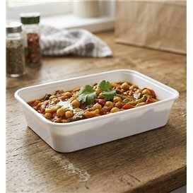 Tarrina Rectangular PP Blanca 500ml 17,4x11,6x3,5cm (500 Uds)