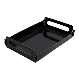 Bandeja Cartón Rectangular Negra Asas 12x19 cm (100 Uds)