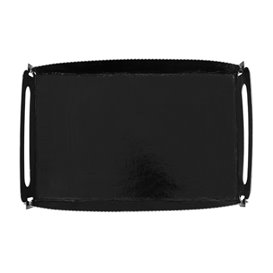Bandeja Cartón Rectangular Negra Asas 12x19 cm (100 Uds)